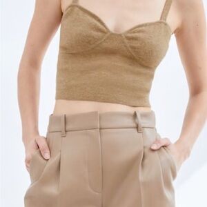 Aritzia Wilfred Tan Crop Top